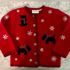 Vintage Scottie Christmas Sweater for Size 4T by Polly Flinders